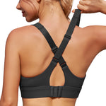 Heathyoga Sports Bra High Impact，Padded High Support Sports Bras for Women Large Bust, Strappy Workout Bras Activewear Bra Black