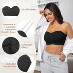 ONEW Strapless Bras for Women Non-Slip Silicone Bandeau Bra Seamless Wireless Tube Top Bralette,Black,Small