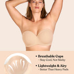HSIA Strapless Bra for Women Large Breasts Seamless Underwire Plus Size Convertible Bandeau Bra Light Beige