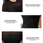 Nebility Womens Mesh Sheer Tops Short Sleeve Tee Crewneck Crop Top Going Out Date Outfits Fashion Clothes 2026（Large,Black）