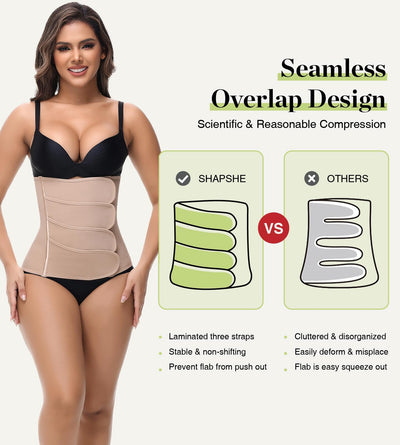 SHAPSHE Waist Trainer for Women Postpartum Recovery Wrap Girdle Cincher Corset Shapewear Belly Band Tan M