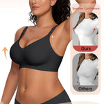 Vertvie Womens Wireless Jelly Bras No Underwire Push Up Seamless Bra Supportive Full Coverage Bralette Regular and Plus Size(Black,Medium)