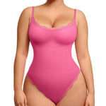 Lover-Beauty Lace Shapewear Bodysuits for Women Tummy Control Breathable Thong Seamless with Removable Cups Pink X-Small-Small