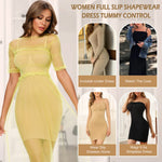 JOYSHAPER Strapless Shapewear Slip for Women Tummy Control Body Shaper Under Dress Full Slip Lingerie Beige L