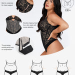 Popilush Lace Bodysuit Shapewear Tummy Control Big Bust V Neck Corset Body Suits Sleeveless Going Out Tops Plus Size