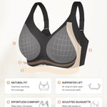 SHAPELLX Full Coverage Wireless Bra for Older Women Back Smoothing Side Support No Side Bulge Breathable Comfort Lift (Black Medium)