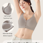 Gailife Front Closure Bras for Women Seamless Wireless Comfort Supportive No Underwire Convenient Mastectomy Bralettes, Grey, L