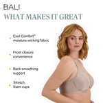Bali Women's Comfort Revolution Front-Close Shaping Underwire Bra, Warm Steel,38C
