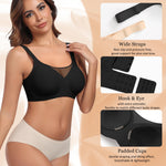 Werena Womens Jelly Wireless Bras V Mesh Push Up Comfortable Bra Full Coverage Supportive No Underwire Seamless Tshirt Bralette (Black,S)