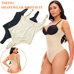 Werena Thong Shapewear Bodysuit for Women Tummy Control Open Bust Body Shaper Slimmer Shaping Thong(#2 Smoothing Beige,Large)