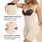 SHAPERX Women's Fajas Colombianas Tummy Control Shapewear Postpartum Butt Lifting Body Shaper with Boned Support, SZ7306-Beige-3XL