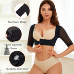 LANCS Upper Arm Shaper Post Surgery Arm Compression Sleeves Lipo Garment Posture Corrector Tops Back Support Shapewear (Black, X-Large)