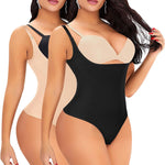 Werena Thong Shapewear Bodysuit for Women Tummy Control Open Bust Body Shaper Slimmer Shaping Thong
