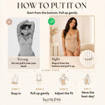 herslims Tummy Control Bodysuit for Women, Sculpting Shapewear, Brief, Thong, or Mid-Thigh Faja, Beige Thong L/XL