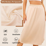 Wikoan Women's Satin Half Slip Slit Lace Long Underskirt for under Dresses,Nude,M