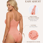 BRABIC Bodysuit Shapewear for Women Tummy Control Panties Seamless Sleeveless Tops V-Neck Camisole Jumpsuit (Orange Pink Brief, 3X-Large/4X-Large)
