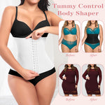 Werena Short Torso Waist Trainer for Women Underbust Corset Shapewear Tummy Control Waist Cincher Body Shaper Workout Sports Girdle(A# White-2, Small)
