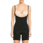 SPANX SPANXsculpt OnCore Open-Bust Mid-Thigh Bodysuit - Powerful Compression Body Shaper - Comfortable Shapewear - Adjustable Straps - Very Black - Medium