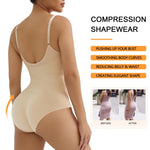 SHAPERX Women's Seamless Bodysuits Tummy Control Shapewear Briefs Body Shaper with Removable Pads,SZ5433-Beige-L/XL