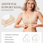 BRABIC Front Closure Post Surgery Compression Bra for Women Mastectomy Post Surgical Wireless Bras with Breast Support Band (Beige,Small)