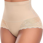 Werena Tummy Control Shapewear Panties for Women High Waist Body Shaper Underwear Lace Shaping Girdle Briefs