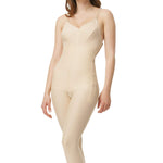 Body Suit Ankle Length Plastic Surgery Compression Garment w/Bra & Zipper (BB07) (LG, Beige)