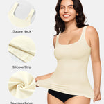 Nebility Shapewear Tank Tops for Women Seamless Compression Tank Top Body Shaper Tummy Control Square Neck Camisole Tops(Beige,3X-Large)
