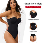 Nebility Strapless Shapewear Bodysuit for Women - Thong Body Suits Tummy Control Tube Top Underwire Lace Corset with Removable Strap