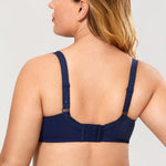DELIMIRA Women's Plus Size Full Coverage Underwire Unlined Minimizer Lace Bra Blueberry 36E