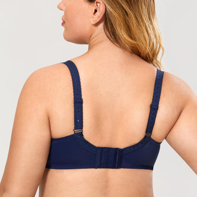 DELIMIRA Women's Plus Size Full Coverage Underwire Unlined Minimizer Lace Bra Blueberry 36E