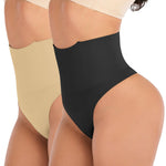 2 Pack Thong Shapewear Waist Cincher Girdle Tummy Control Panties Body Shaper Underwear for Women Seamless Panty