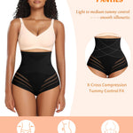 Womens Tummy Control Shapewear Panties Mid High Waisted Body Shaper Briefs(02# High-waisted Black(boning),Medium)