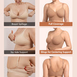 HSIA Bras for Women Minimizer Full Coverage Seamless Plus Size Longline Unlined Underwire Back Smoothing Bra, Dark Beige 38DD