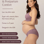 Kindred Bravely Under the Belly Bikini Maternity Underwear for Women and Postpartum Underwear 5 Pack (Assorted Pastels, Medium)