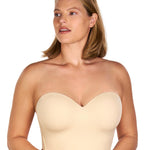 HSIA Longline Strapless Bra for Women, Anti-Slip Support Corset for Large Bust Convertible Bustier Bandeau for Big Breasts Beige