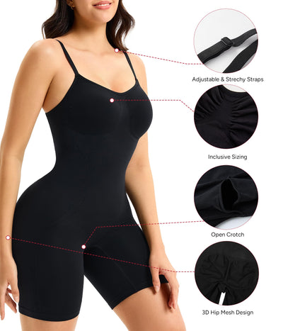 Nebility Shapewear for Women Tummy Control Seamless Compression Bodysuit Full Body Shaper Leotards Bodycon Butt Lifter (Black, 2X-Large)