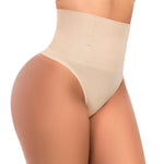 Werena Tummy Control Thong Shapewear for Women Seamless Shaping Underwear High Waist Body Shaper Panties Panty Girdle(#A Beige(Mid Waisted), Small)