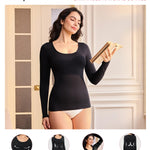 Nebility Tummy Control Shaperwear for Women Long Sleeve T Shirts Compression Tank Tops Scoop Neck Seamless Body Shaper(Black,Large)
