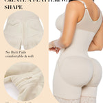 YIANNA Fajas Colombianas Moldeadoras Postpartum Shapewear Tummy Control for Women Full Body Shaper Butt Lifter Compression Garment with Zipper Crotch, YA7283-Beige-2XL