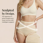 newnice Women High Waisted Underwear: Tummy Control Lace Briefs Full Coverage Breathable Panties for Postpartum 4-Pack (CA/US, Alpha, Medium, Regular, Regular, Black, Black, Beige, Coffee)