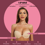 Women's Strapless Bra Push Up-Non Slip Invisible Underwire Low Back Multiway Support Padded Plunge Bra for Comfort Lift(Nude, 34B)