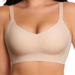 Slimers Wireless Supportive Bra for Women: Seamless Full Coverage Push Up Bras - Comfortable No Underwire T-Shirt Bras Beige