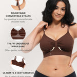 SHAPELLX Wireless Comfy Bra for Womens Breathable Non Padded Seamless Bra Comfortable Soft Bralette V Neck Everyday Bras Brown M