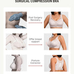 FeelinGirl Surgical Bras Post Surgery After Breast Augmentation Supportive Mastectomy Bra Gray Medium