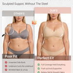 Gailife Scalloped Lift Bras for Women Soft Push Up Wireless Bra Supportive V Neck No Underwire Seamless Tshirt Bralettes, Black, L