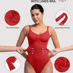 Lover-Beauty Women Shapewear Tummy Control Bodysuit Seamless Bodysuit Thong Red Medium