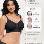 SHAPELLX Wireless Bra for Womens Lightweight Seamless Super Stretch Bra Comfortable Soft Bralette Black Medium