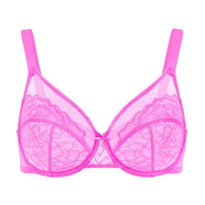 HSIA Minimizer Bras for Women Enchante Full Coverage Underwire Bras Plus Size Lifting Floral Lace Bra for Heavy Breast Hot Pink