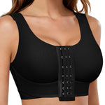 BRABIC Front Closure Post Surgery Compression Bra for Women Mastectomy Post Surgical Wireless Bras with Breast Support Band (Black,Large)