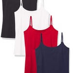 Amazon Essentials Women's Slim-Fit Camisole for Layering and Everyday Wear, Pack of 4, Black/Navy/Red/White, X-Large